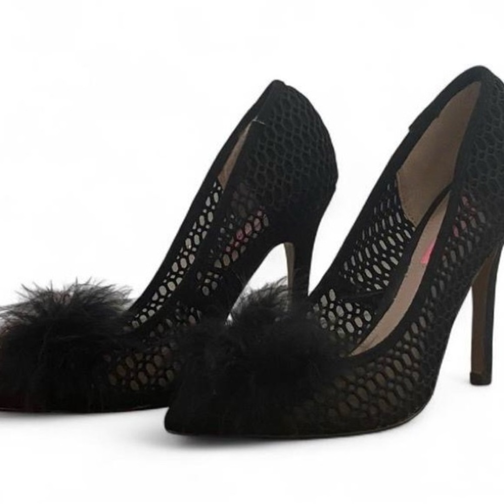 Betsey Johnson Size 7 -Elegant Black Mesh Pumps